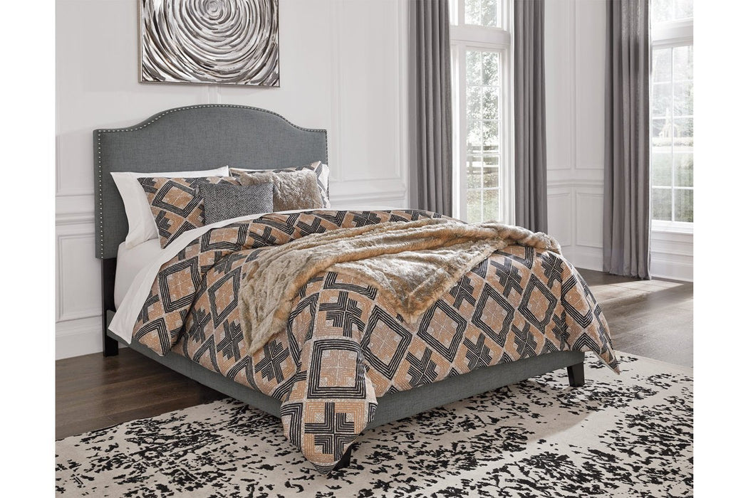 Adelloni Gray King Upholstered Bed - Lara Furniture