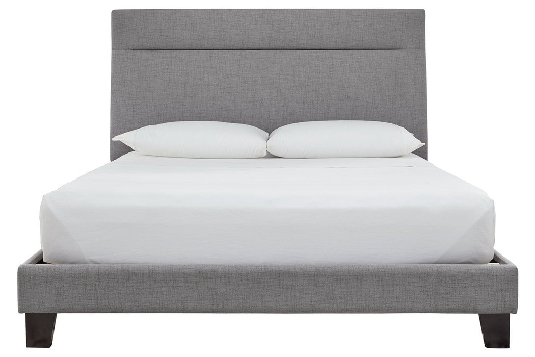 Adelloni Gray Queen Upholstered Bed - Lara Furniture