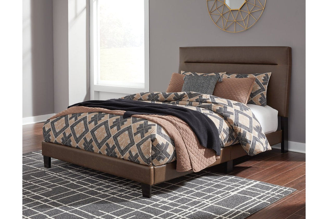 Adelloni Brown Queen Upholstered Bed - Lara Furniture