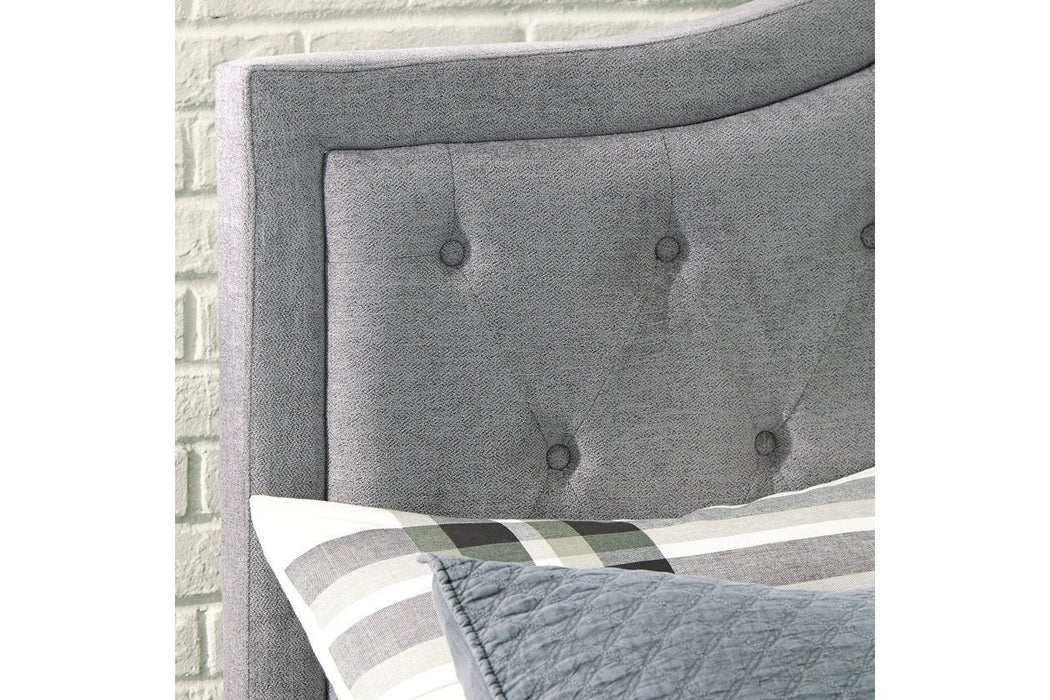 Jerary Gray King Upholstered Bed - Lara Furniture