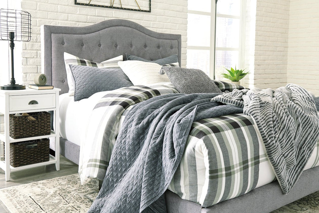 Jerary Gray King Upholstered Bed - Lara Furniture