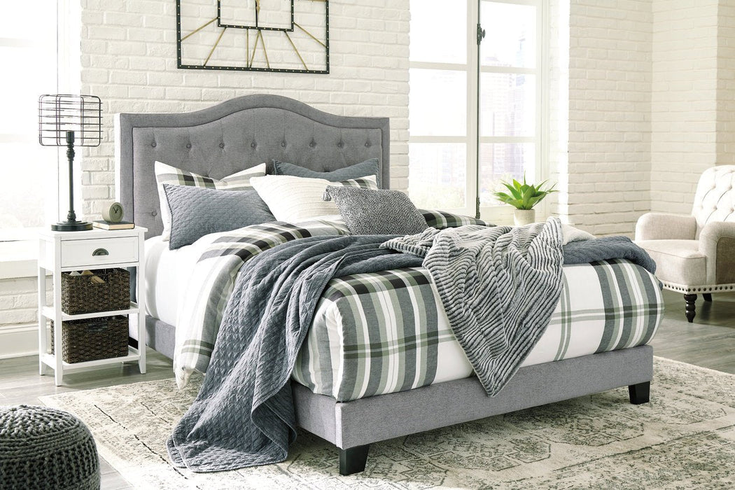 Jerary Gray King Upholstered Bed - Lara Furniture
