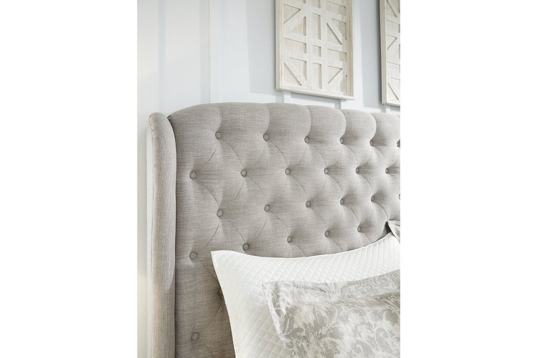 Jerary Gray King Upholstered Bed - Lara Furniture