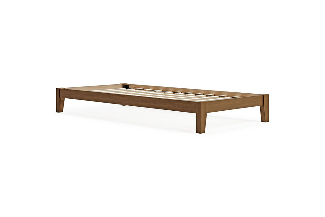 Tannally Light Brown Twin Platform Bed - Lara Furniture