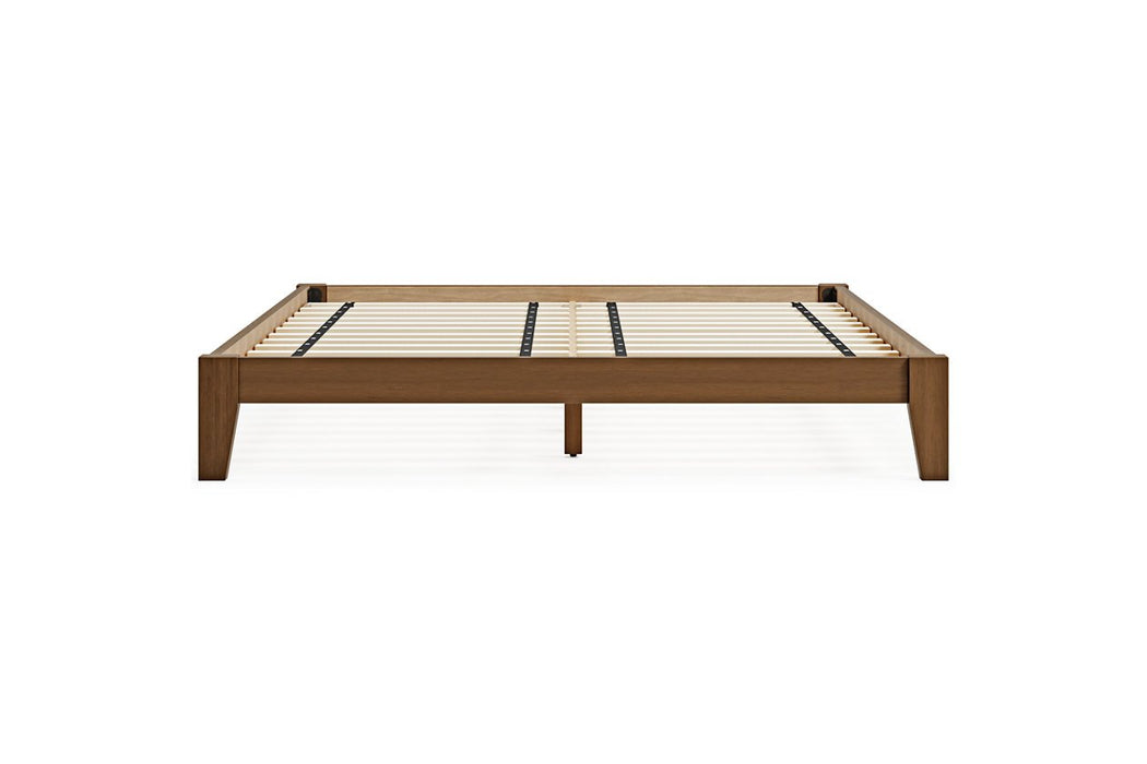 Tannally Light Brown Queen Platform Bed - Lara Furniture