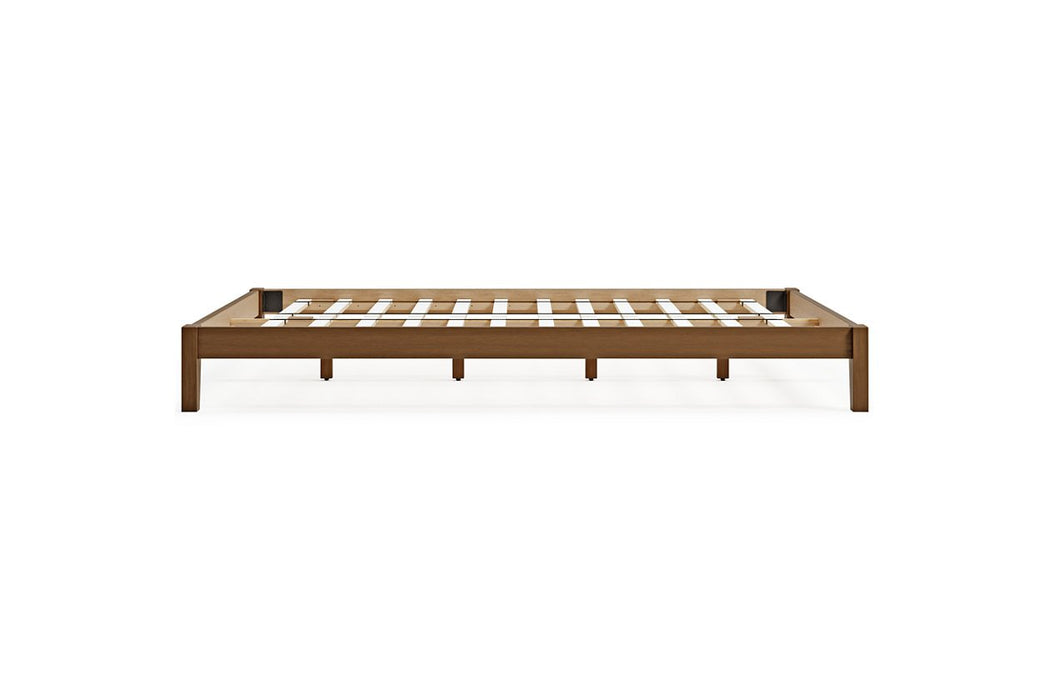 Tannally Light Brown Queen Platform Bed - Lara Furniture