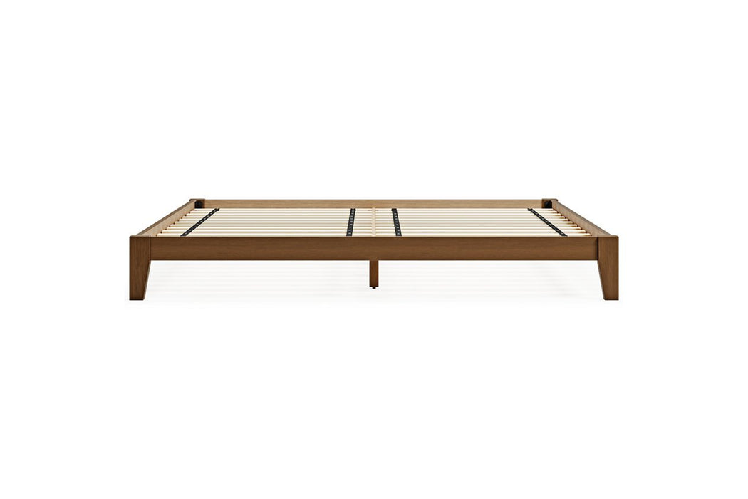 Tannally Light Brown King Platform Bed - Lara Furniture