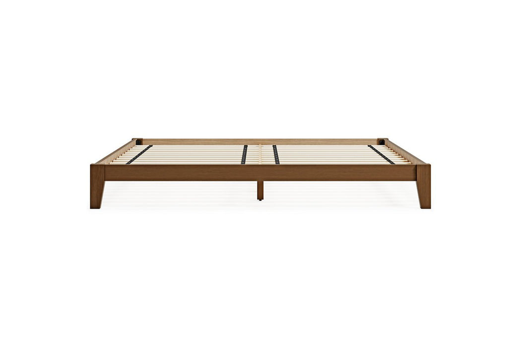 Tannally Light Brown King Platform Bed - Lara Furniture