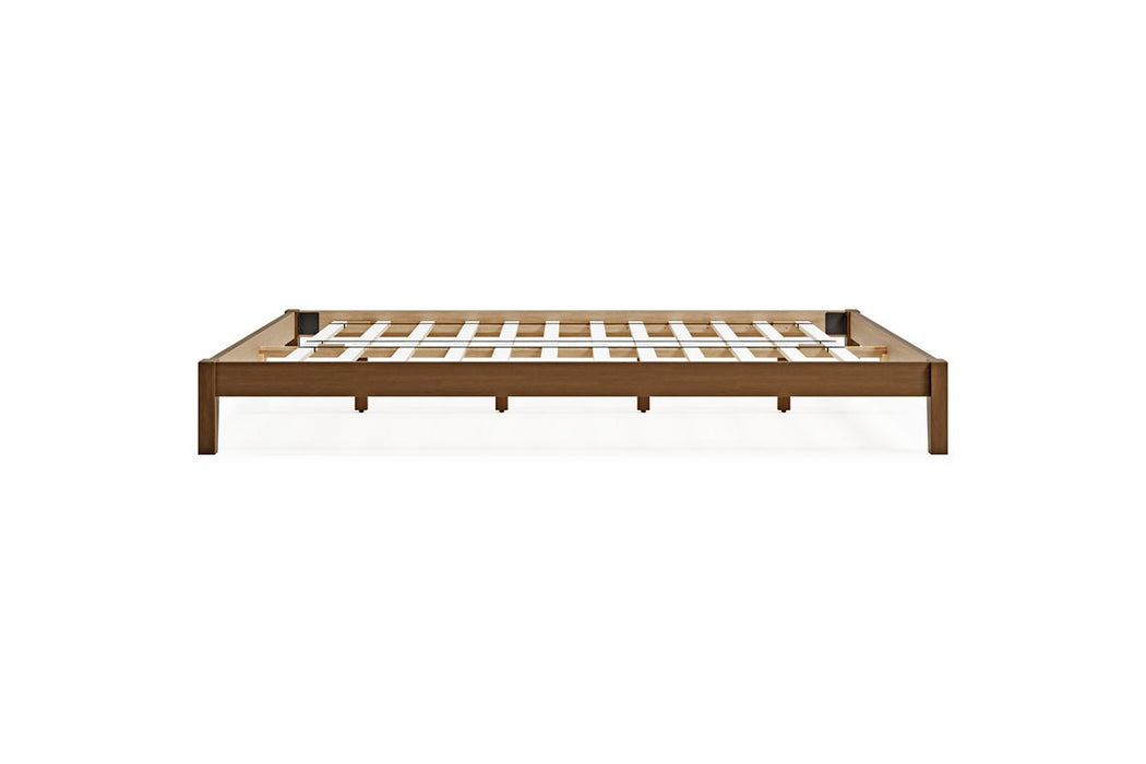 Tannally Light Brown King Platform Bed - Lara Furniture