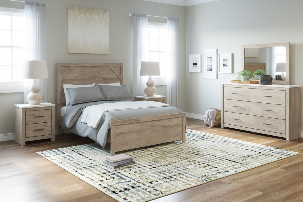 Senniberg Light Brown-White Full Panel Bed - Lara Furniture