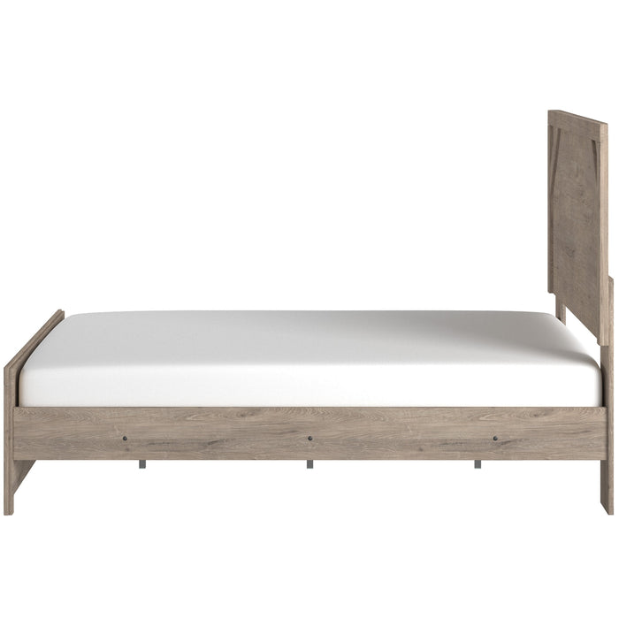 Senniberg Light Brown-White Queen Panel Bed - Lara Furniture