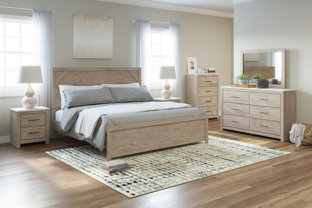 Senniberg Light Brown-White Panel Bedroom Set - Lara Furniture