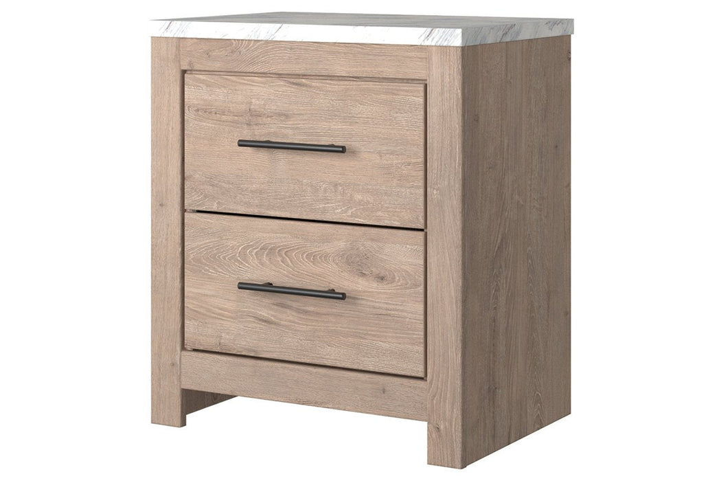 Senniberg Light Brown/White Nightstand - Lara Furniture