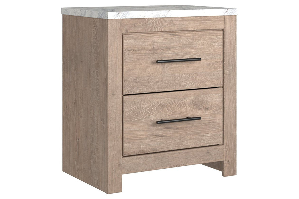 Senniberg Light Brown/White Nightstand - Lara Furniture