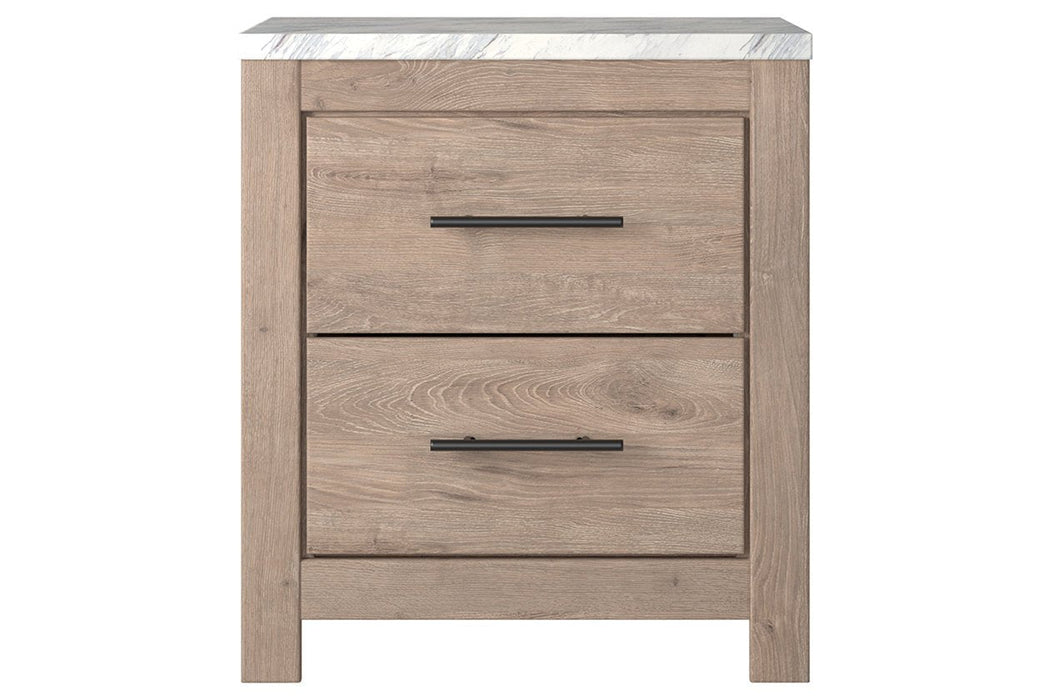 Senniberg Light Brown/White Nightstand - Lara Furniture