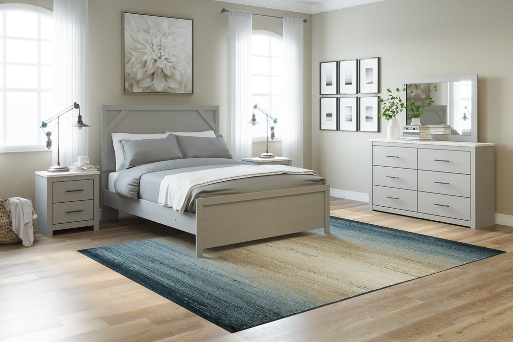 Cottenburg Light Gray-White Queen Panel Bed - Lara Furniture