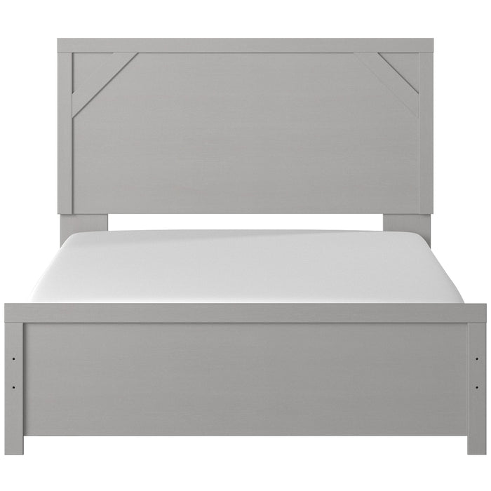 Cottenburg Light Gray-White Queen Panel Bed - Lara Furniture