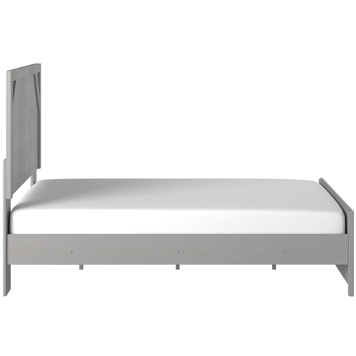 Cottenburg Light Gray-White Queen Panel Bed - Lara Furniture