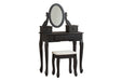 Huey Vineyard Black Vanity and Mirror with Stool - Lara Furniture