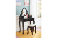 Huey Vineyard Black Vanity and Mirror with Stool - Lara Furniture