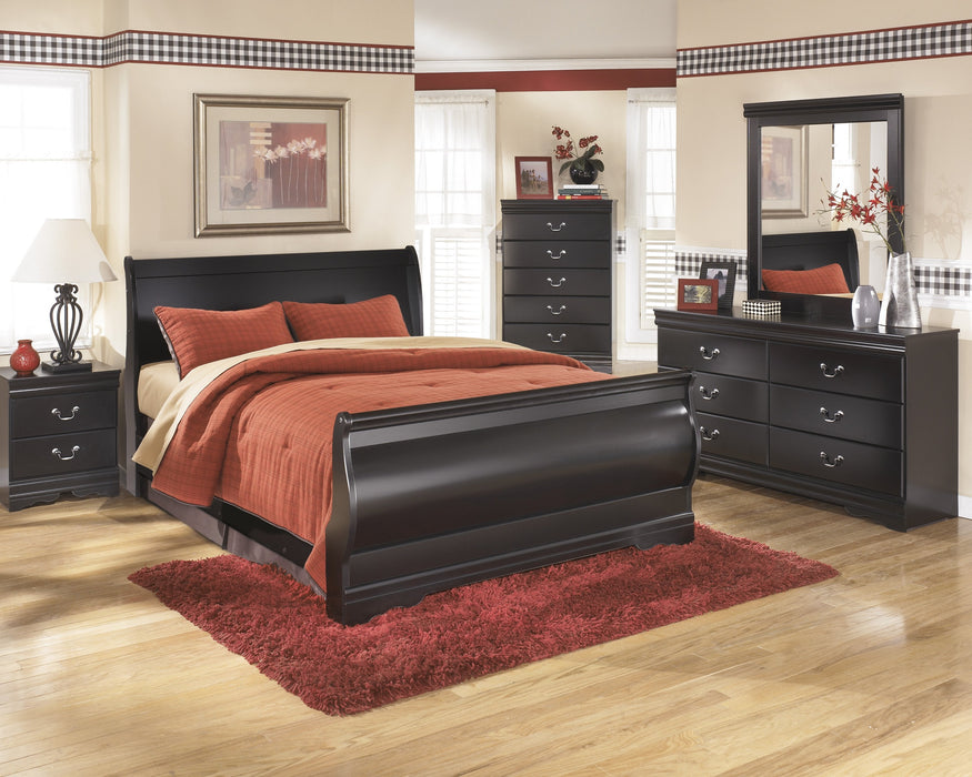 Huey Vineyard Black Sleigh Bedroom Set - Lara Furniture