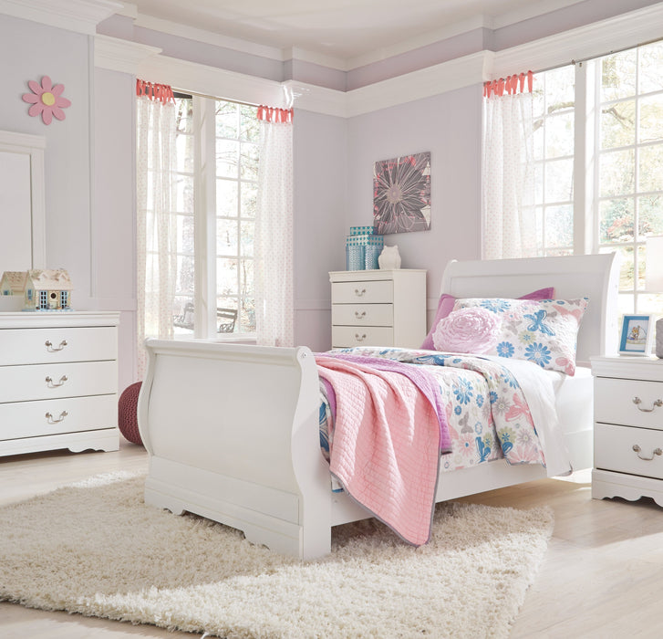 Anarasia White Twin Sleigh Bed - Lara Furniture