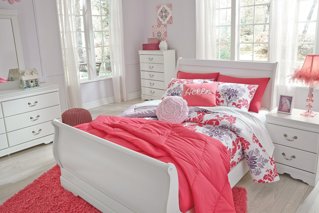 Anarasia White Youth Sleigh Bedroom Set - Lara Furniture