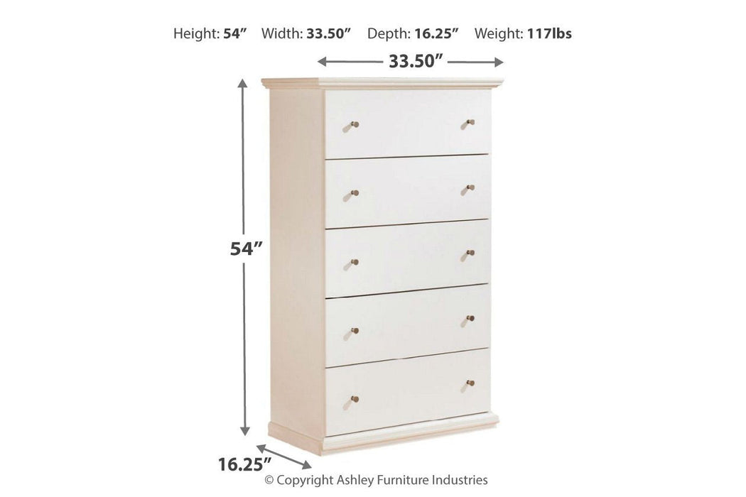 Bostwick Shoals White Chest of Drawers - Lara Furniture