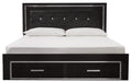 Kaydell Black LED King Storage Panel Bed - Lara Furniture