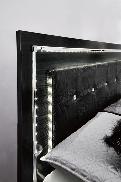 Kaydell Black LED Storage Panel Bedroom Set - Lara Furniture