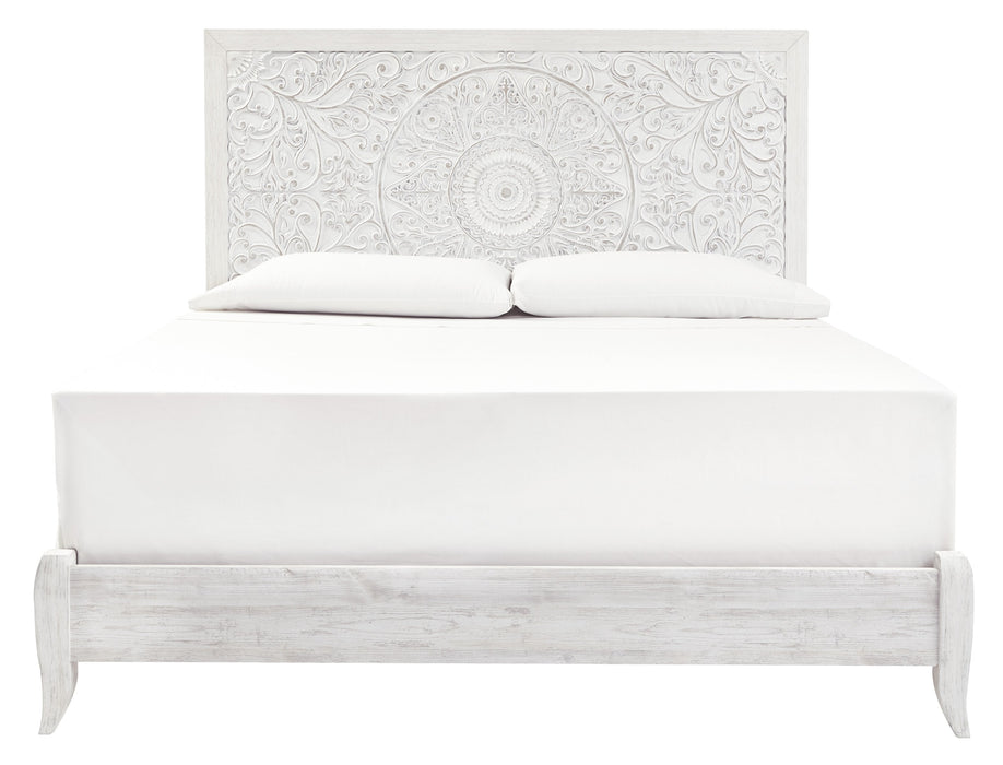 Paxberry Whitewash King Panel Bed - Lara Furniture