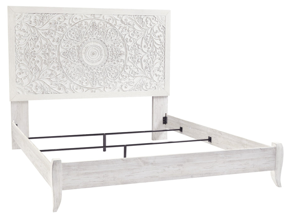 Paxberry Whitewash King Panel Bed - Lara Furniture