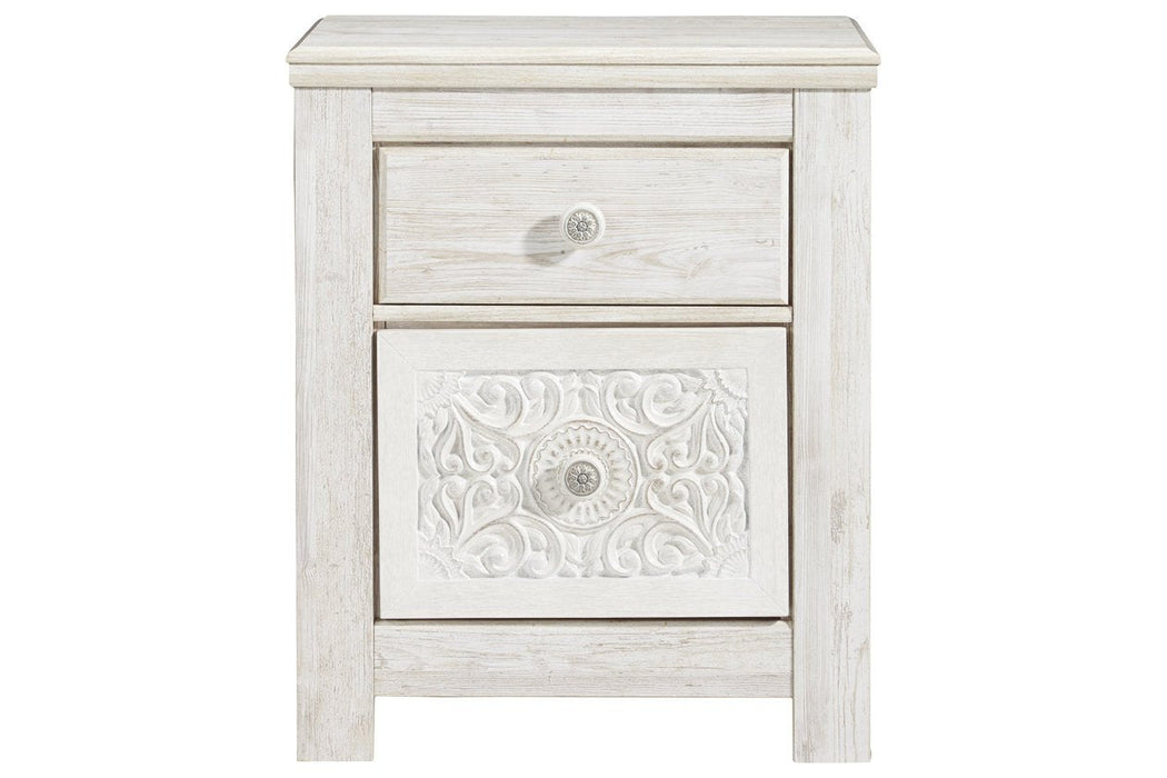 Paxberry Whitewash Nightstand - Lara Furniture