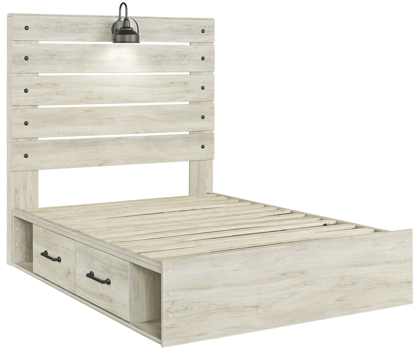 Cambeck Whitewash Full Side Storage Platform Bed - Lara Furniture