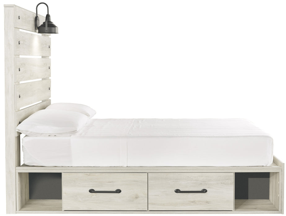 Cambeck Whitewash Full Side Storage Platform Bed - Lara Furniture