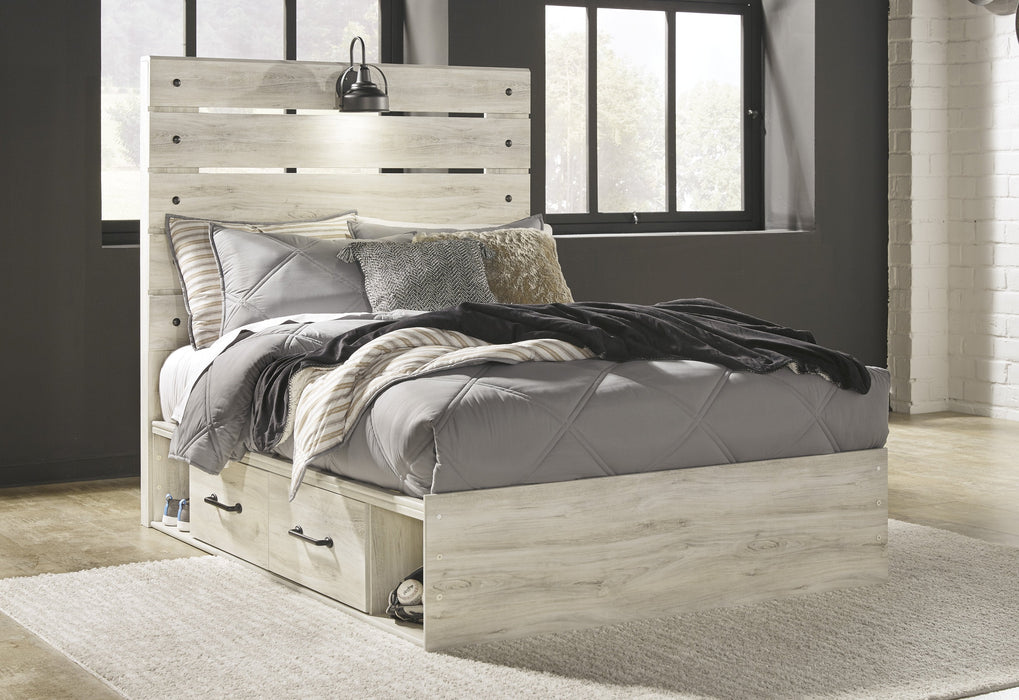 Cambeck Whitewash Full Side Storage Platform Bed - Lara Furniture