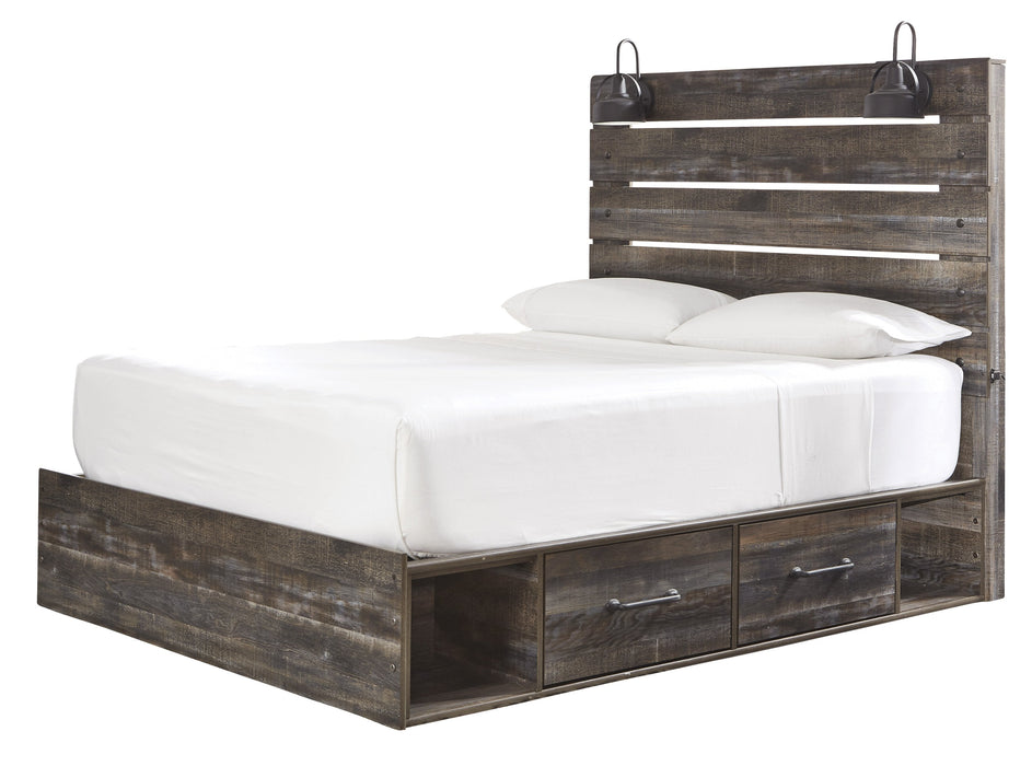 Drystan Brown Queen Side Storage Platform Bed - Lara Furniture