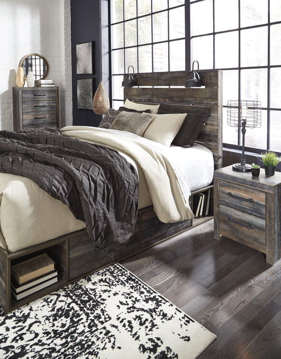 Drystan Brown Queen Side Storage Platform Bed - Lara Furniture