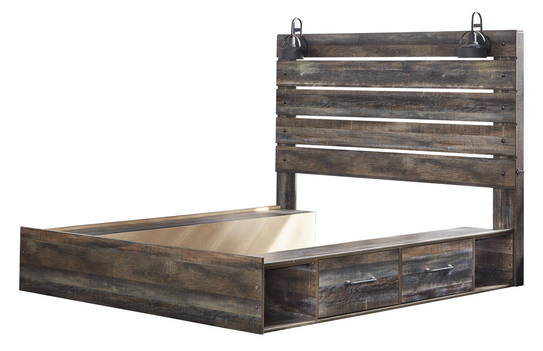 Drystan Brown King Side Storage Platform Bed - Lara Furniture
