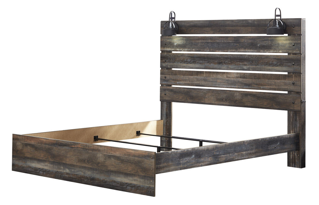 Drystan Brown King Panel Bed - Lara Furniture