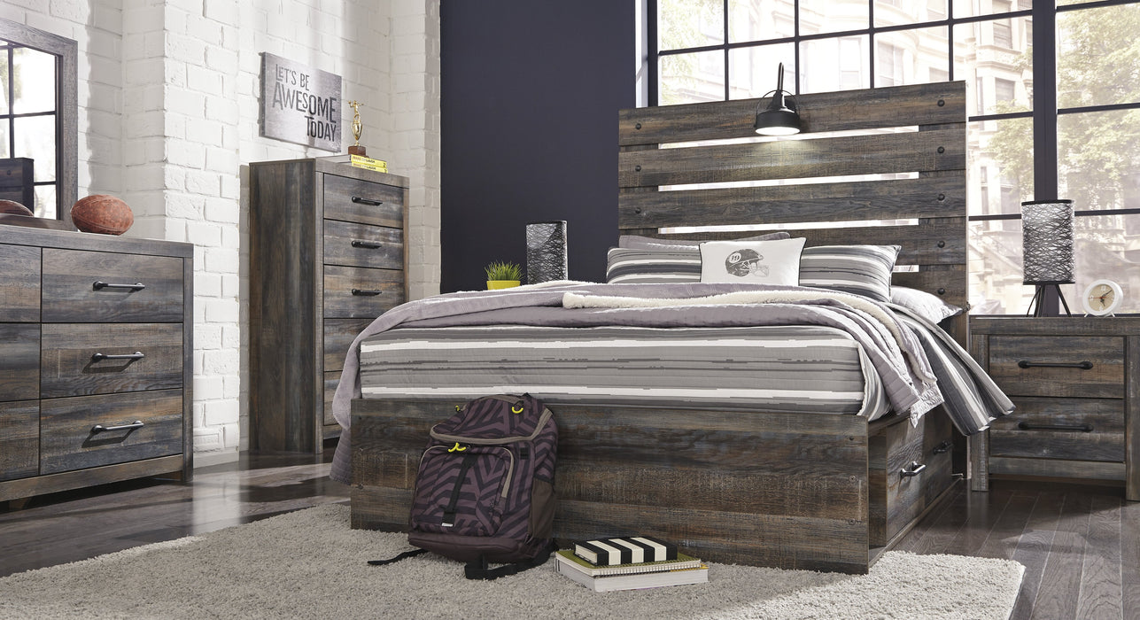 Drystan Brown Full Side Storage Platform Bed - Lara Furniture