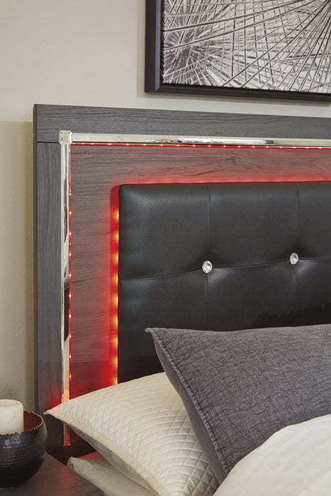 Lodanna Gray King LED Panel Bed - Lara Furniture