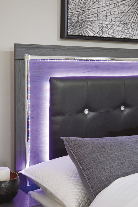 Lodanna Gray King LED Panel Bed - Lara Furniture