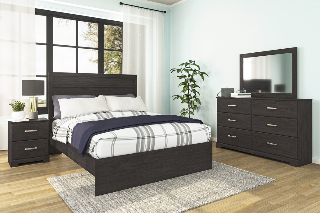 Belachime Black Queen Panel Bed - Lara Furniture