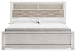 Altyra White Upholstered Bookcase LED Queen Panel Bed - Lara Furniture