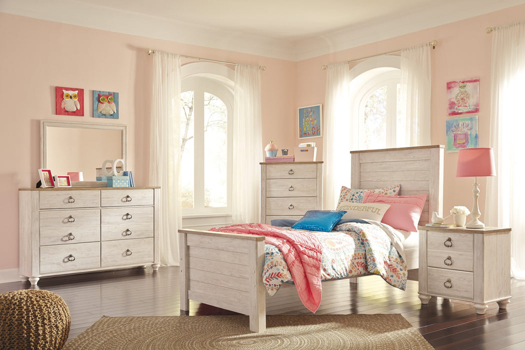 Willowton Whitewash Panel Youth Bedroom Set - Lara Furniture