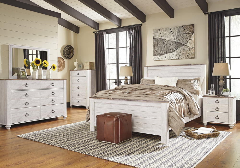 Willowton Whitewash Panel Bedroom Set - Lara Furniture