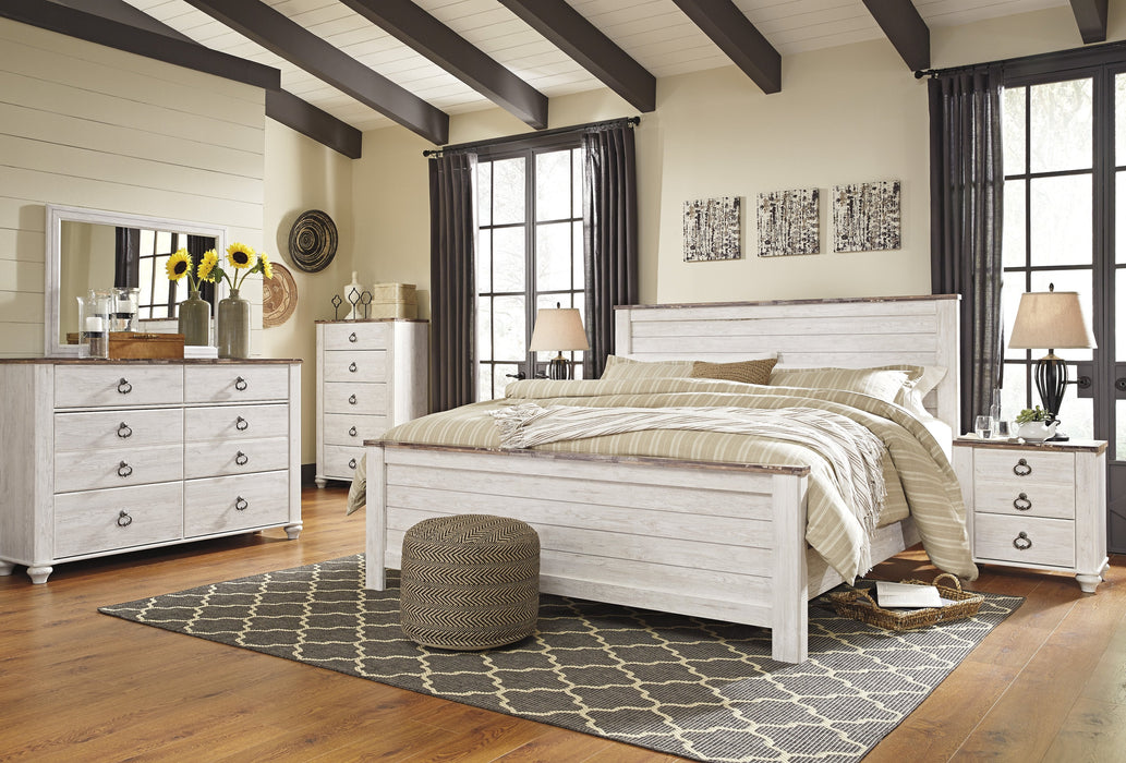 Willowton Whitewash Panel Bedroom Set - Lara Furniture