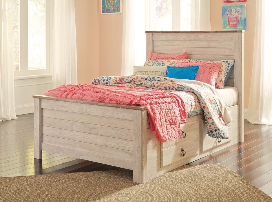 Willowton Whitewash Full Panel Bed - Lara Furniture