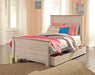 Willowton Whitewash Panel Storage Platform Youth Bedroom Set - Lara Furniture